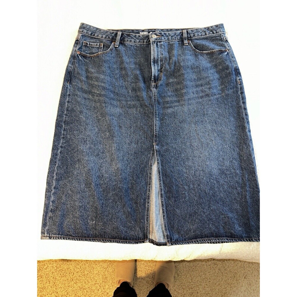 Old Navy Plus Size Jean Denim Skirt Long Fall Winter 22 Womens Ladies Worn Once